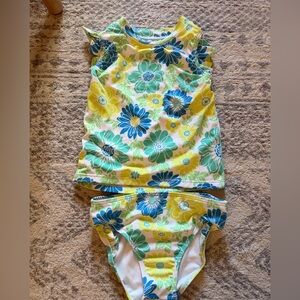 Janie and Jack Floral Tankini with Blue and Green Accents